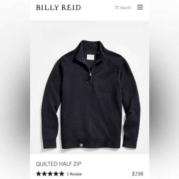 Billy Reid Quilted Half Zip Navy Blue Size m - Picture 3 of 7